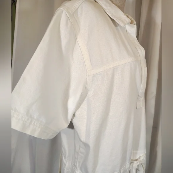 Ralph Lauren Denim Dress, White,Pckts Collar,Drop Waist,Shrt Sleeve,Loose Fit,14 - Picture 5 of 12